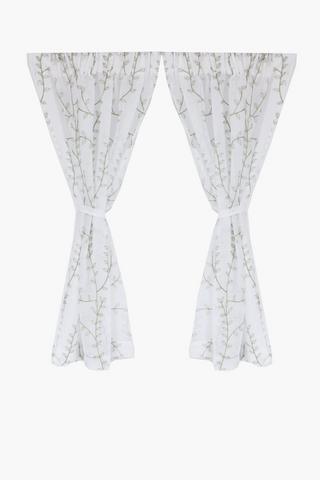 2 Pack Taped Café Stem Embroidered Curtain, 140x12