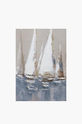 Hand Painted Vintage Ships Canvas, 50x70cm