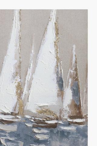 Hand Painted Vintage Ships Canvas, 50x70cm