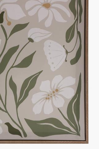 2 Piece Framed Retro Flowers, 40x60cm