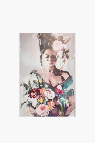 Printed Lady And Bouquet Canvas, 60x90cm