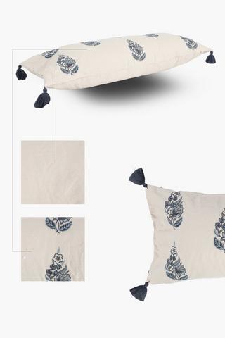 Block Print Embroidered Scatter Cushion, 30x80cm