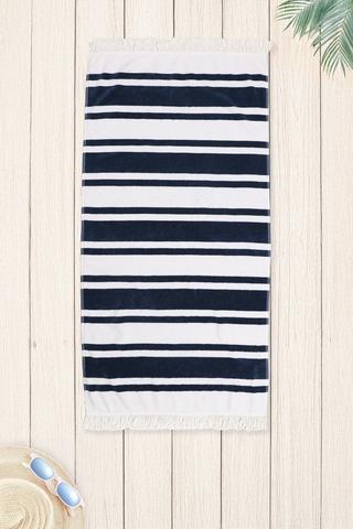 Fringe Bay Stripe Cotton Beach Towel, 85x160cm