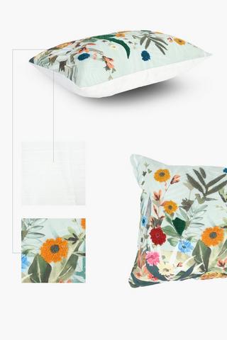 Printed Embroidered Java Leaf Scatter Cushion, 40x60cm