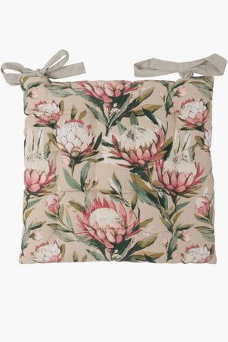 Printed Shannon Protea Cotton Chairpad, 50x50cm