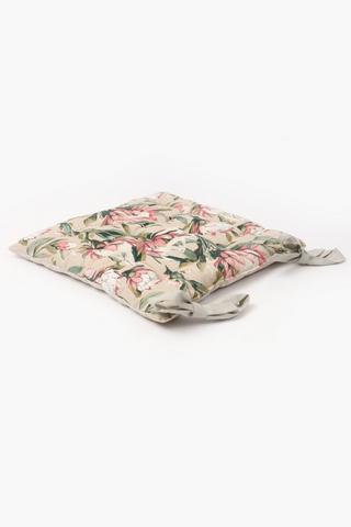 Printed Shannon Protea Cotton Chairpad, 50x50cm