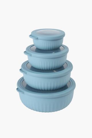 8 Piece Ribbed Plastic Containers