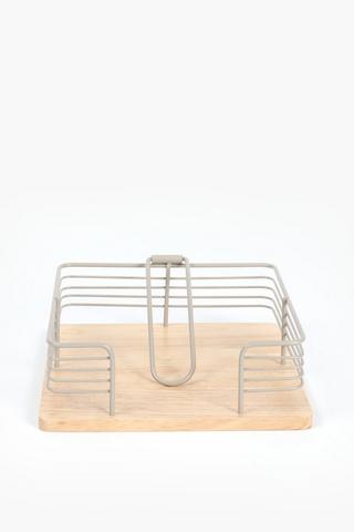 Metal And Wood Serviette Holder