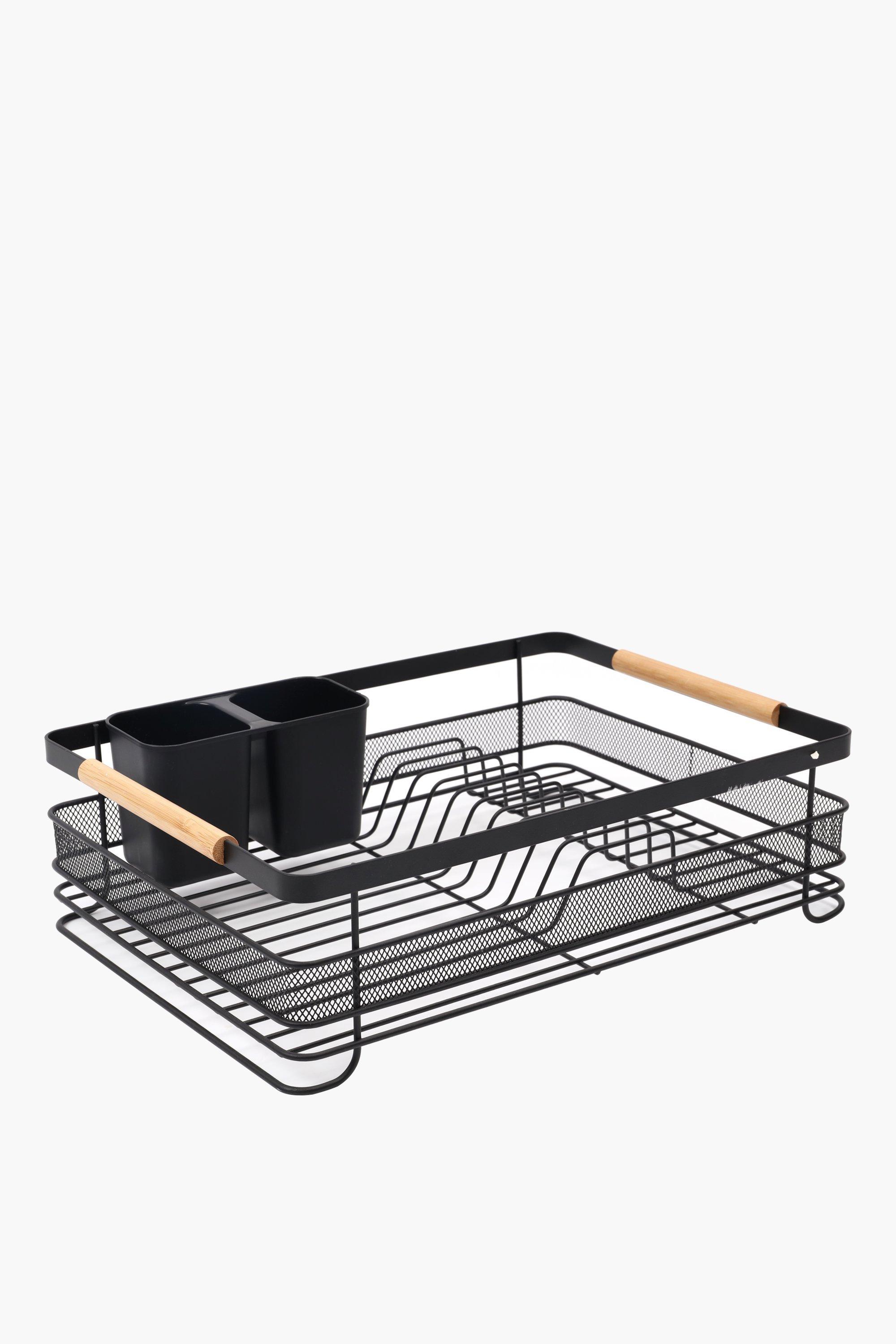 Bamboo And Metal Dish Rack