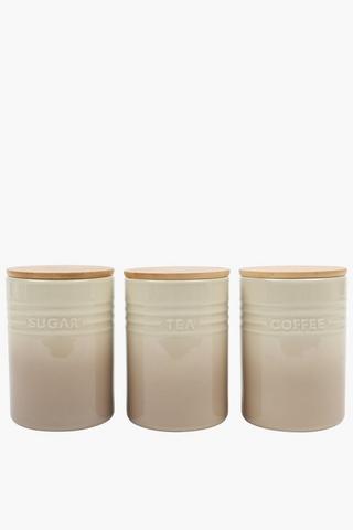 Set Of 3 Ombre Ceramic Canisters