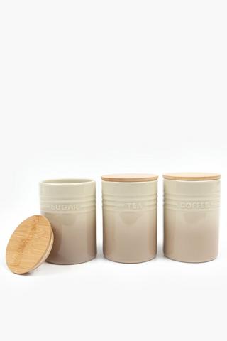 Set Of 3 Ombre Ceramic Canisters