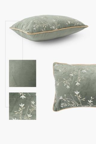 Velvet Printed Floral Scatter Cushion, 30x50cm