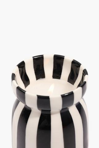 Stripe Ceramic Waxfill Candle, 7x8cm