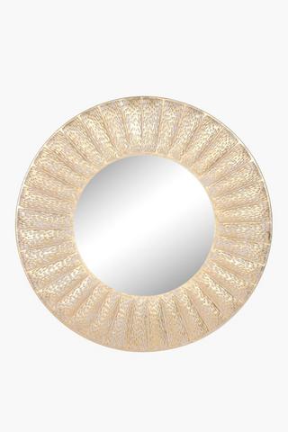 Ridged Metal Mirror, 80cm