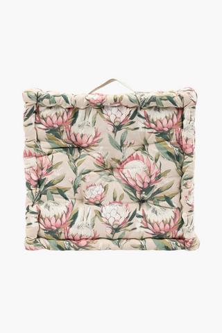 Printed Shannon Protea Cotton Chairpad, 50x50x10cm