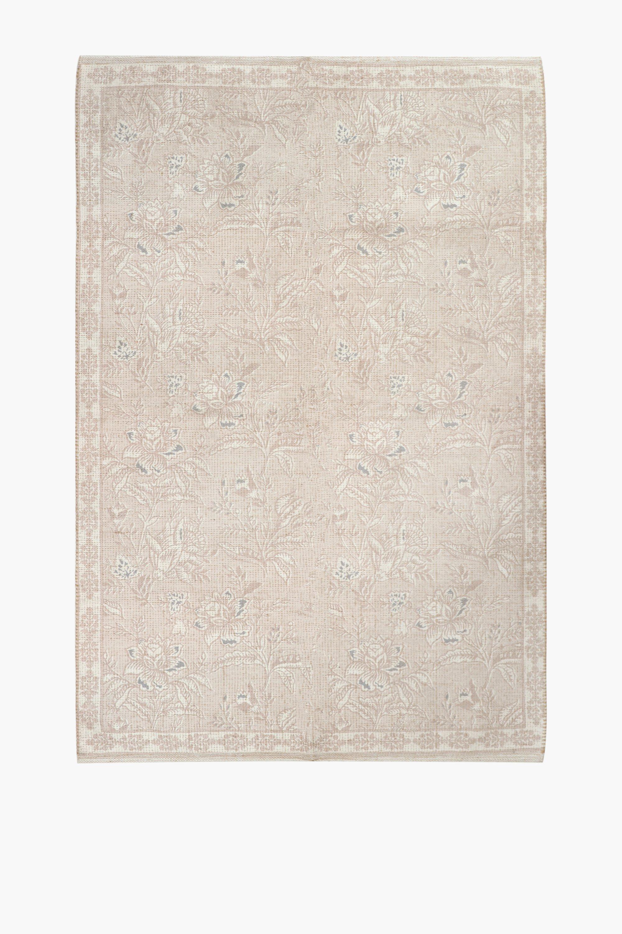 Andaman Printed Jute Floral Rug, 120x180cm