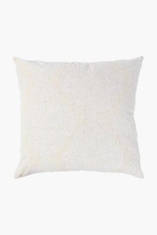 Premium Cotton Embroidered Paisley Scatter Cushion Cover, 60x60cm
