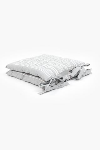 2 Pack Oleny Stripe Cotton Chair Pad, 40x40cm