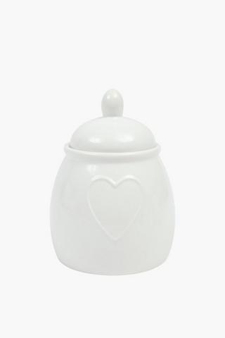 Heart Embroidered Ceramic Cookie Jar
