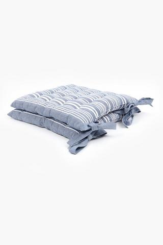 2 Pack Oleny Stripe Cotton Chair Pad, 40x40cm