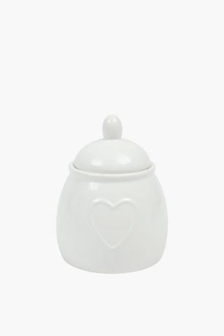 Heart Embroidered Ceramic Canister