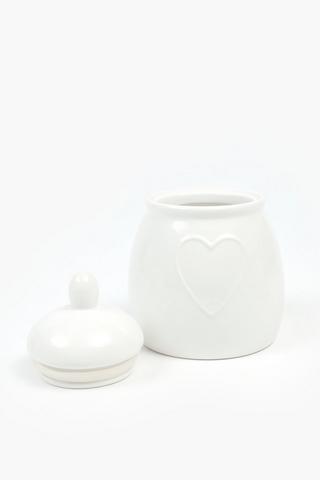 Heart Embroidered Ceramic Canister