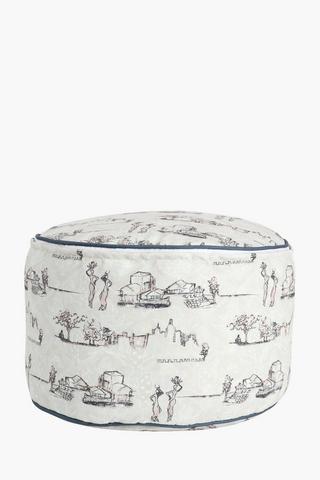 Colab Sanelisiwe Zulu Printed Pouffe, 30x50cm