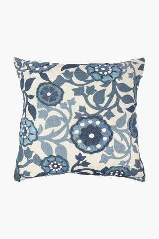 Embroidered Andros Floral Scatter Cushion, 50x50cm