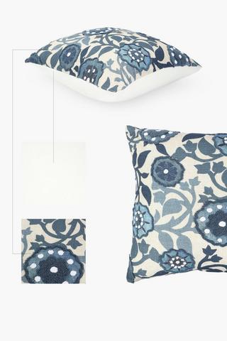 Embroidered Andros Floral Scatter Cushion, 50x50cm