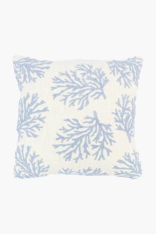 Textured Embroidered Coral Scatter Cushion, 50x50cm