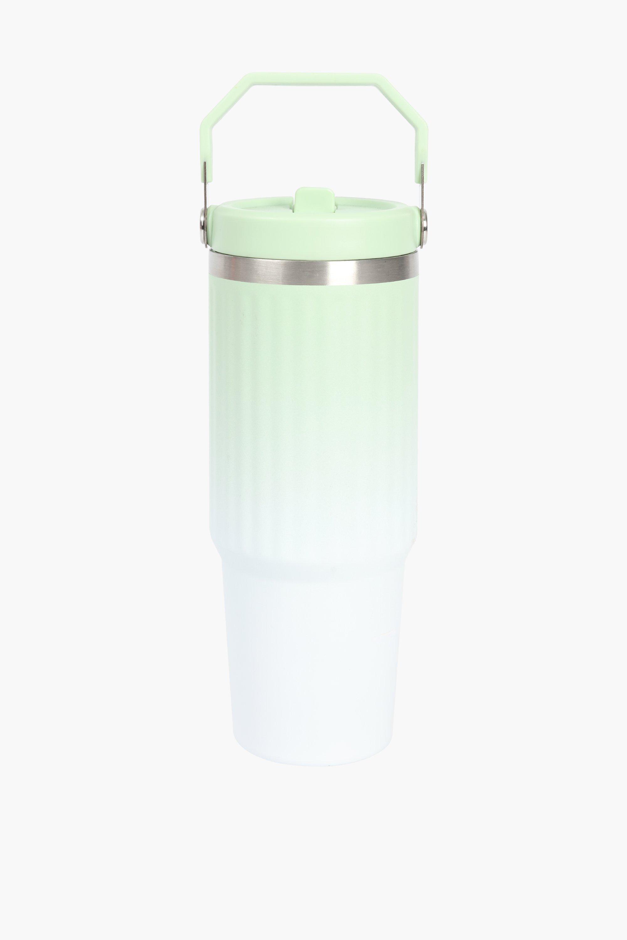 Ribbed Stainless Steel Travel Mug With Handle