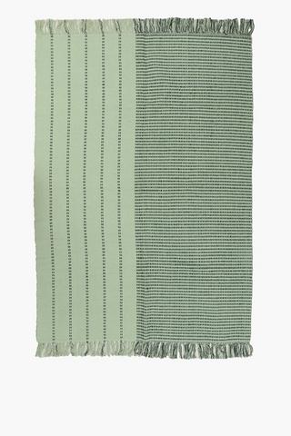 Cotton Split Stripe Tassel Rug, 120x180cm