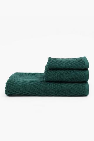 3 Pack Cotton Jacquard Diagonal Stripe Towel Set