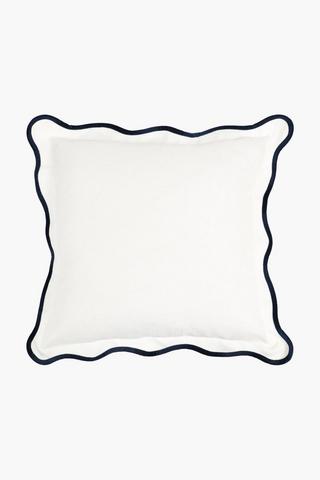 Embroidered Scalloped Scatter Cushion, 55x55cm