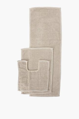 3 Piece Jacquard Runner Bath Mat Set