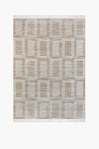 Migny Rustic Geometric Woven Wool Rug, 200x300cm
