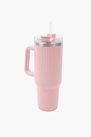 Ribbed Stainless Steel Travel Tumbler
