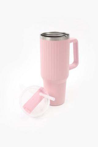 Ribbed Stainless Steel Travel Tumbler
