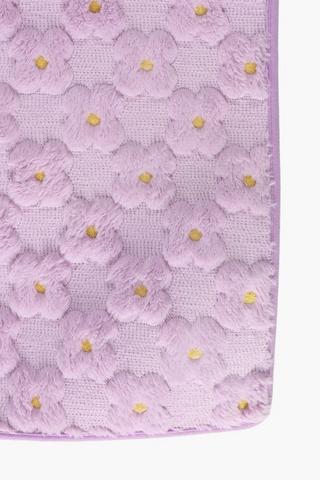 Faux Fur Cutout Flower Rug, 70x110cm