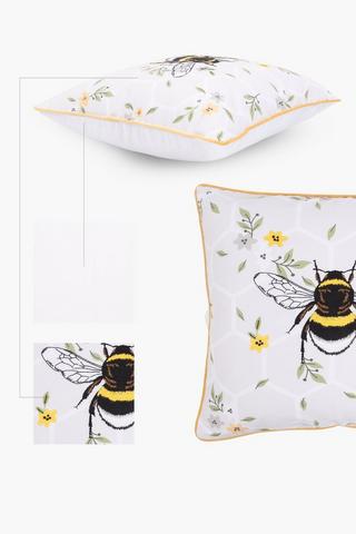 Embroidered Corrington Bee Scatter Cushion, 50x50cm