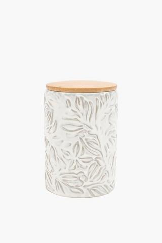 Floral Embossed Canister, Medium