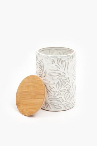 Floral Embossed Canister, Medium