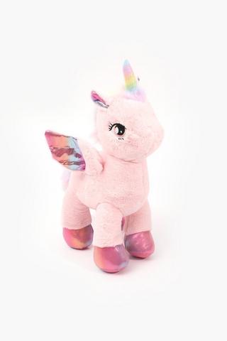 Printed Foil Winged Unicorn Soft Toy