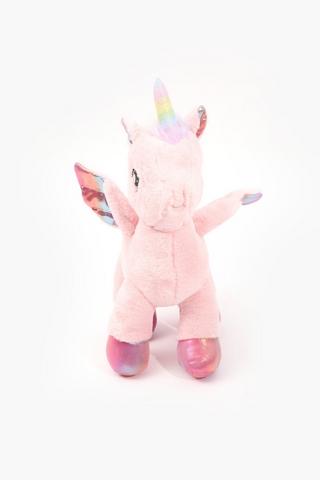 Printed Foil Winged Unicorn Soft Toy