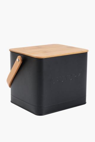 Galvanised Laundry Tin With Bamboo Lid