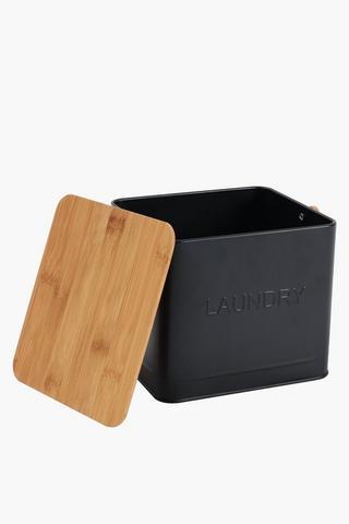 Galvanised Laundry Tin With Bamboo Lid