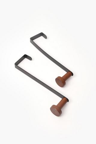 2 Piece Over The Door Bamboo Hooks