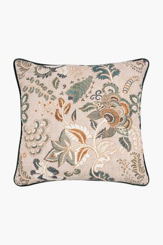 U+g Printed Cotton Lagoon Botanic Feather Filled Scatter Cushsion, 60x60cm