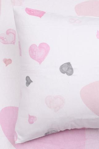Brushed Cotton Winter Flannelette Printed Hearts Pillowcase