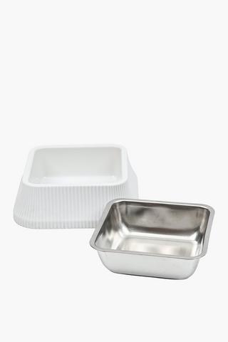 Square Metal Inner Pet Bowl, 22x22cm